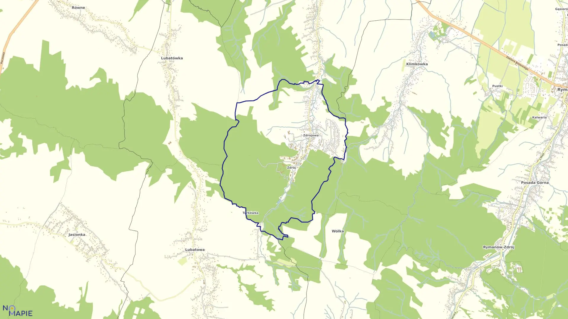 Mapa obrębu Iwonicz Zdrój w gminie Iwonicz-Zdrój